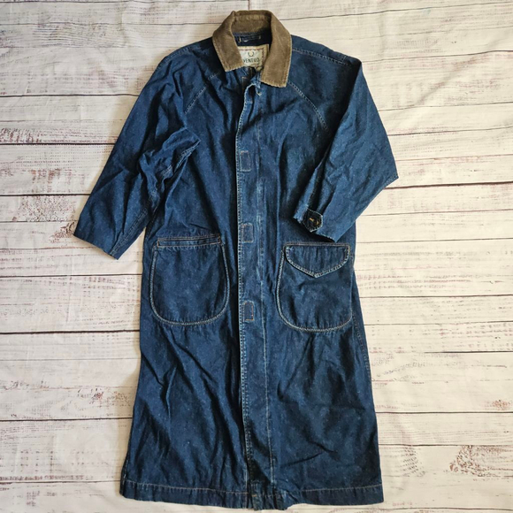 VENTILO Jackets & Blazers - Vintage Ventilo Denim Longline Chore Jacket Corduroy Collar Trench Coat